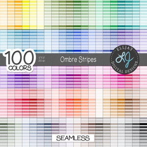 Paquet de papier numérique à rayures ombrées. 100 couleurs. Rayures transparentes. Papier dégradé. Arrière-plan numérique. Papier artisanal imprimable pour scrapbooking