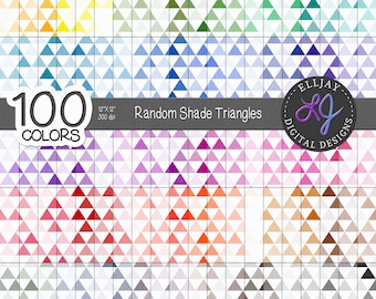 Papel digital con estampado de triángulos: Álbum de recortes geométrico de 100 colores (Descarga digital)