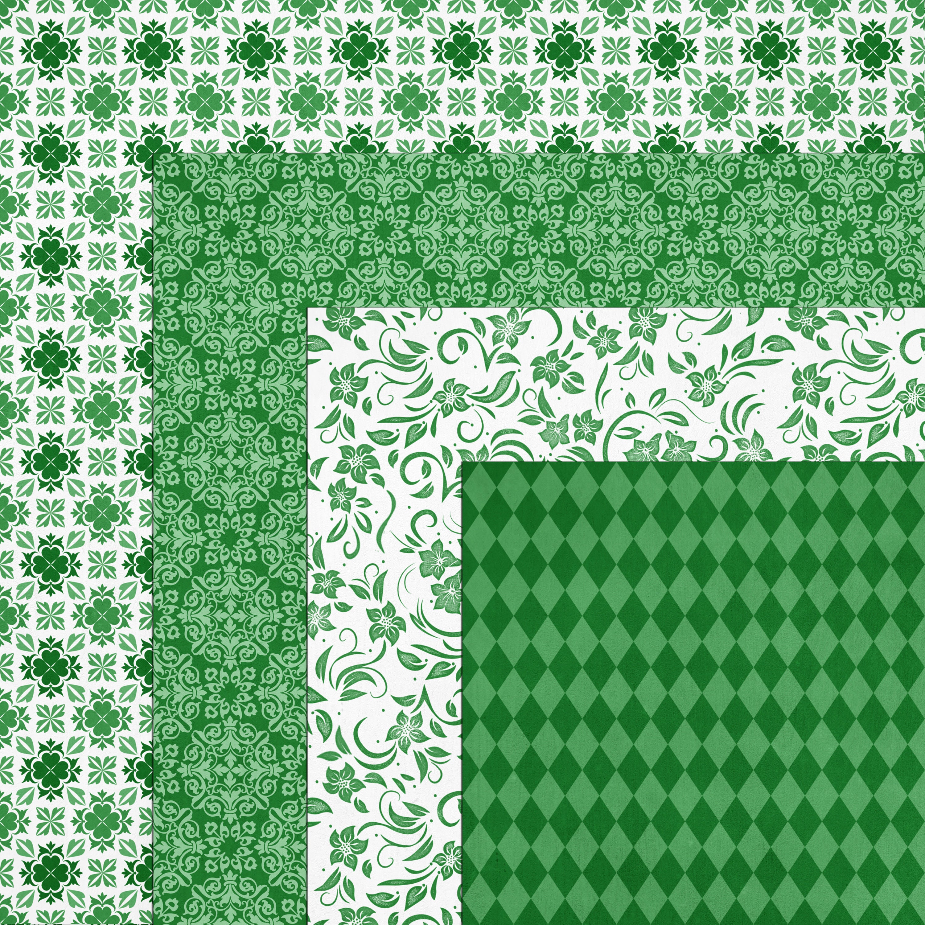 Vintage Green Digital Paper Pack: Damask & Floral (digital Download) - Etsy