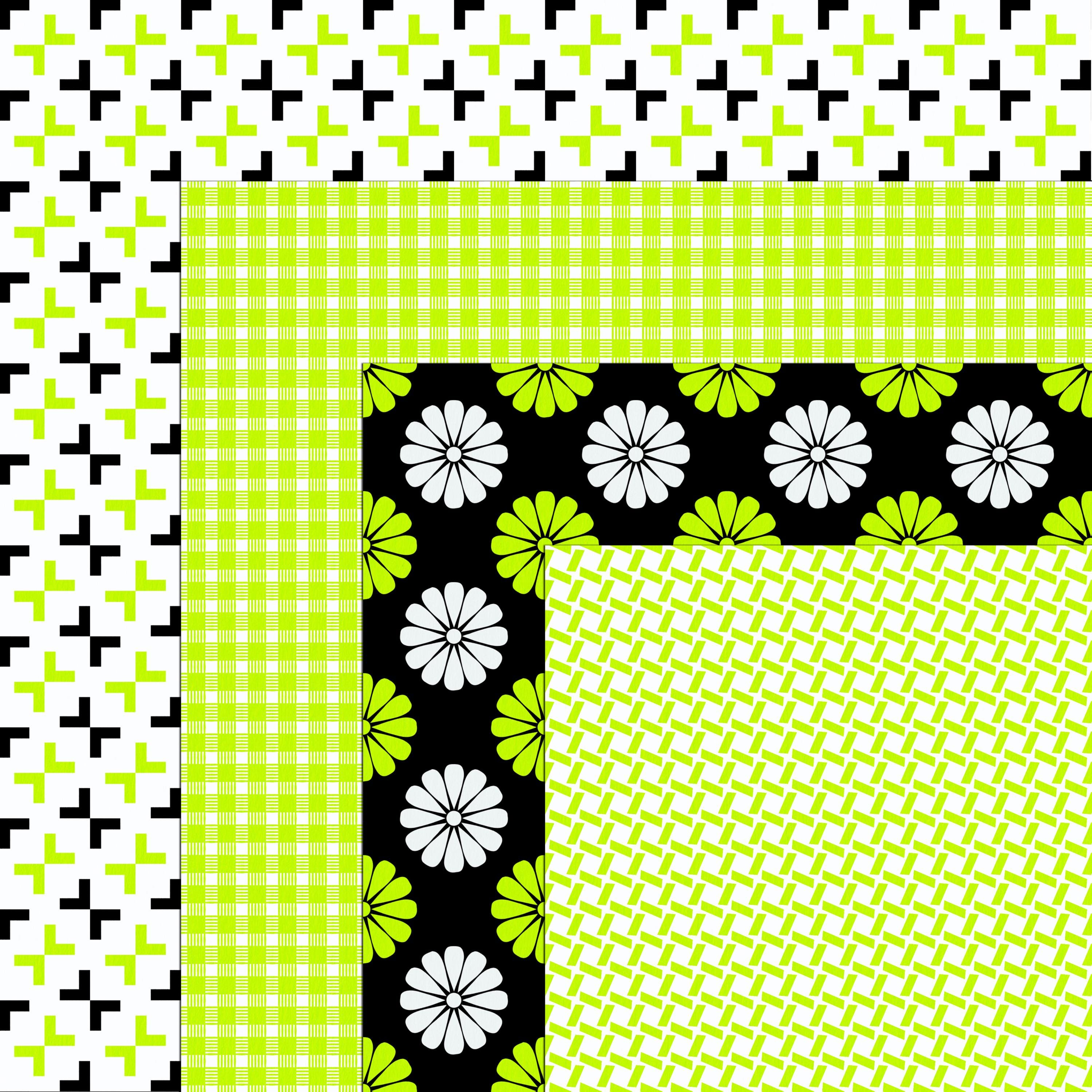 Chartreuse & Black Digital Paper Pack: Seamless Patterns (digital ...
