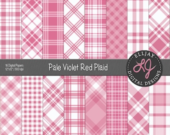 Roze geruit digitaal papierpakket: Valentijn plakboekachtergronden (digitale download)