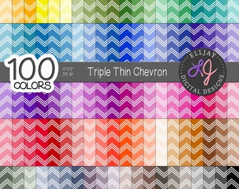 Chevron Digital Paper Pack: 100 Farben, nahtlose Scrapbook-Hintergründe (Digitaler Download)