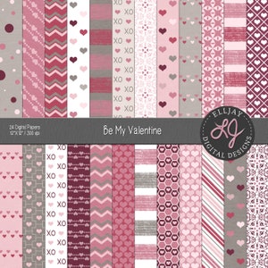 Paquet de papier numérique pour la Saint-Valentin. Papier numérique rose et gris. Papier de scrapbooking pour la Saint-Valentin. Papier de scrapbooking rose et gris. Utilisation commerciale.