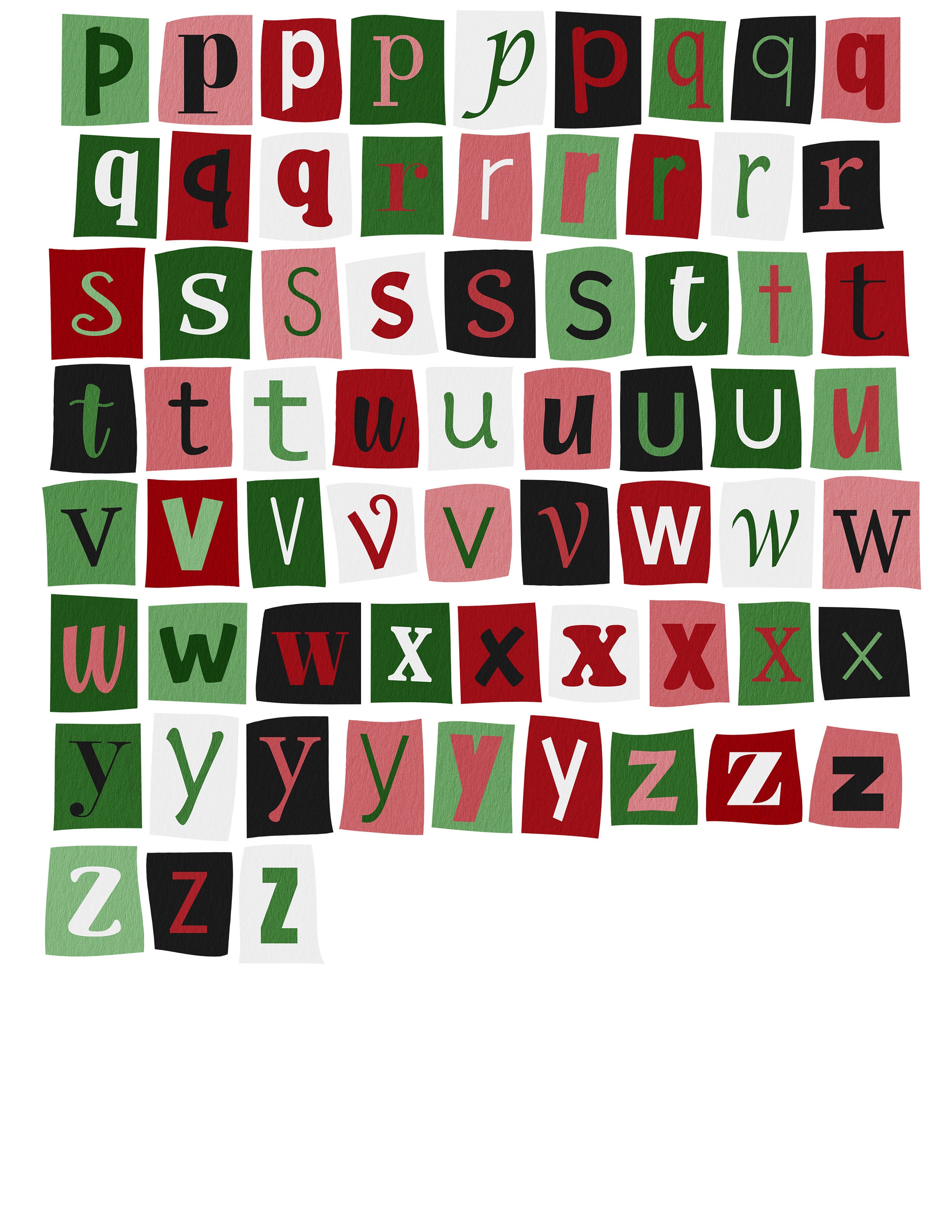 Christmas Ransom Note Alpha. PNG Alpha. Red and Green Christmas ...