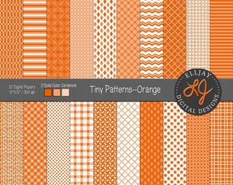 Orange Digital Paper Pack: Small Patterns for Scrapbooking (Digital Download)