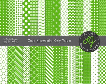 Kelly Green Digital Paper: bezszwowe wzory do scrapbookingu (do pobrania w wersji cyfrowej)
