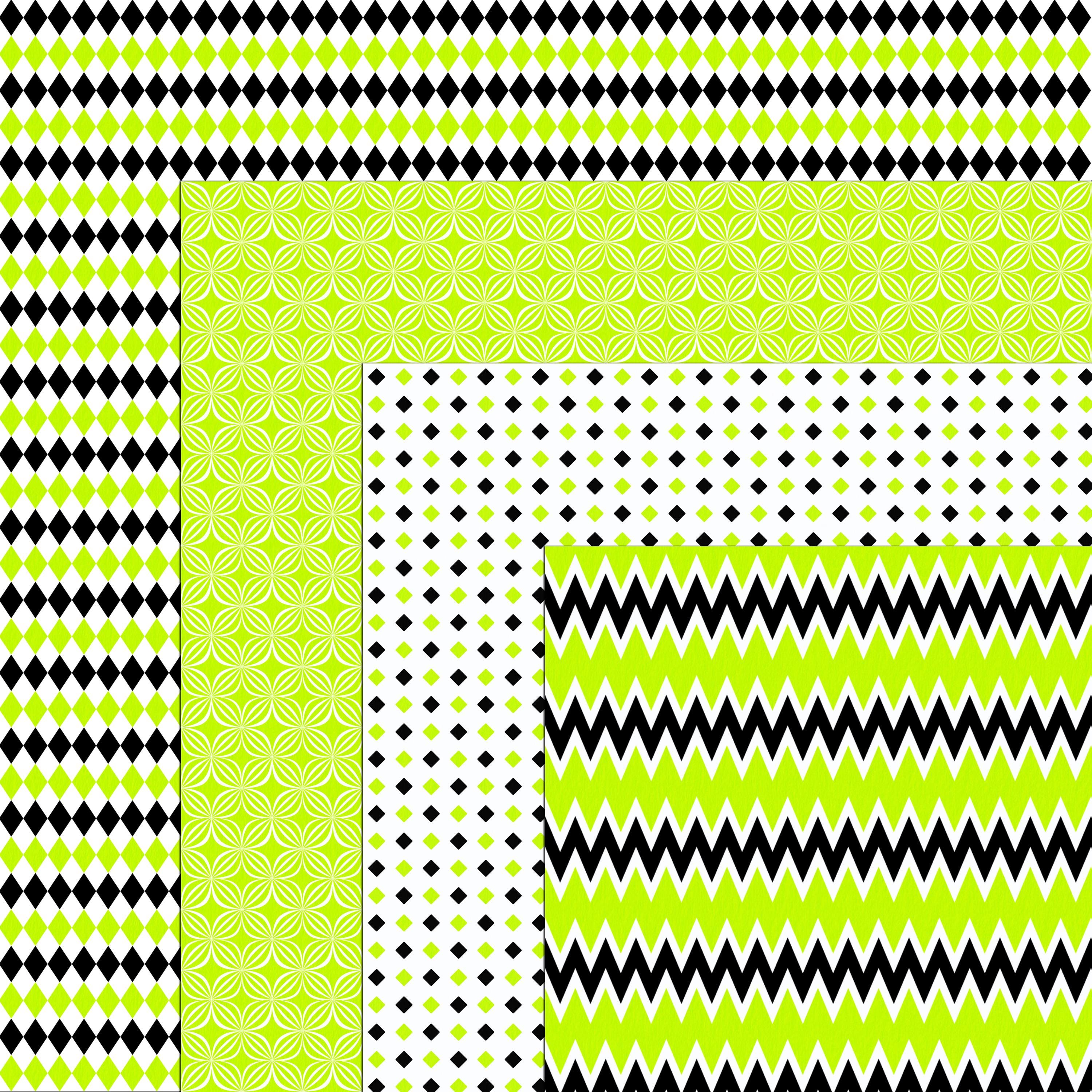Chartreuse & Black Digital Paper Pack: Seamless Patterns (digital ...