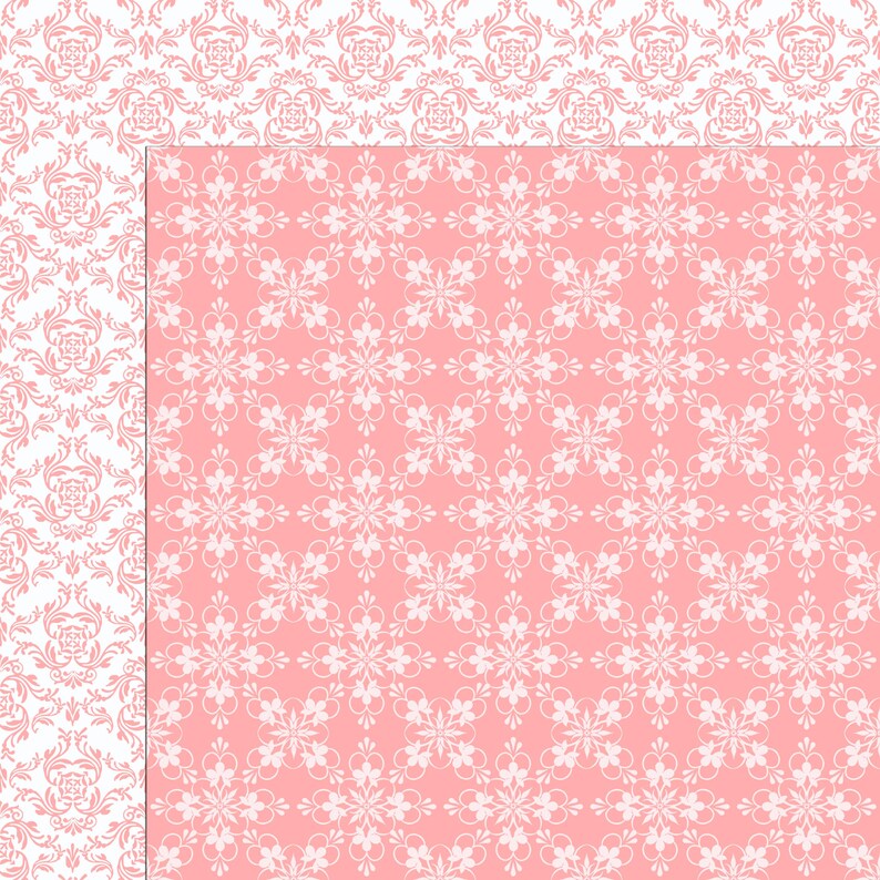 Pink Paper Patterns Pastel Pink Damask Digital Paper: Vintage Floral Patterns (digital ...