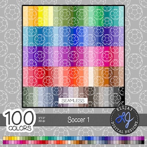 Pack de papier numérique ballon de football : 100 couleurs, transparent (téléchargement numérique)
