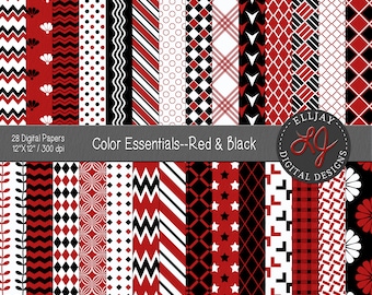 Rot und Schwarz Digital Paper Pack: Nahtlose Muster (Digitaler Download)