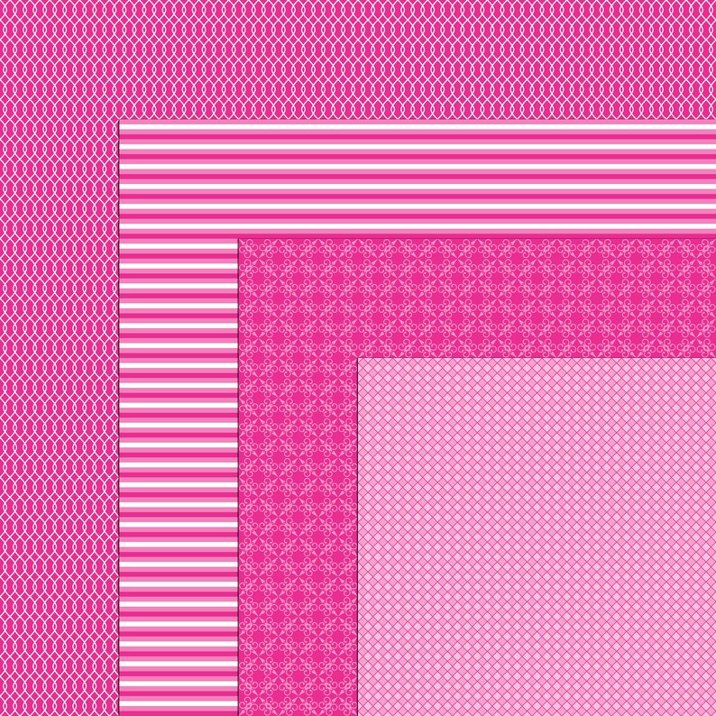 Pink Patterned Papper Bright Pink Digital Paper Pack: Seamless Patterns (digital Download) - Etsy