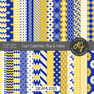 Papel digital azul real y amarillo con textura ligera para álbumes de recortes, manualidades, tarjetas, graduación, etc. Descarga instantánea para uso comercial.