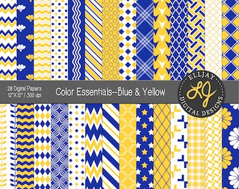 Royal blue & yellow digital paper with light texture for scrapbooks, crafts, cards, graduation etc. Instant download for commercial use.