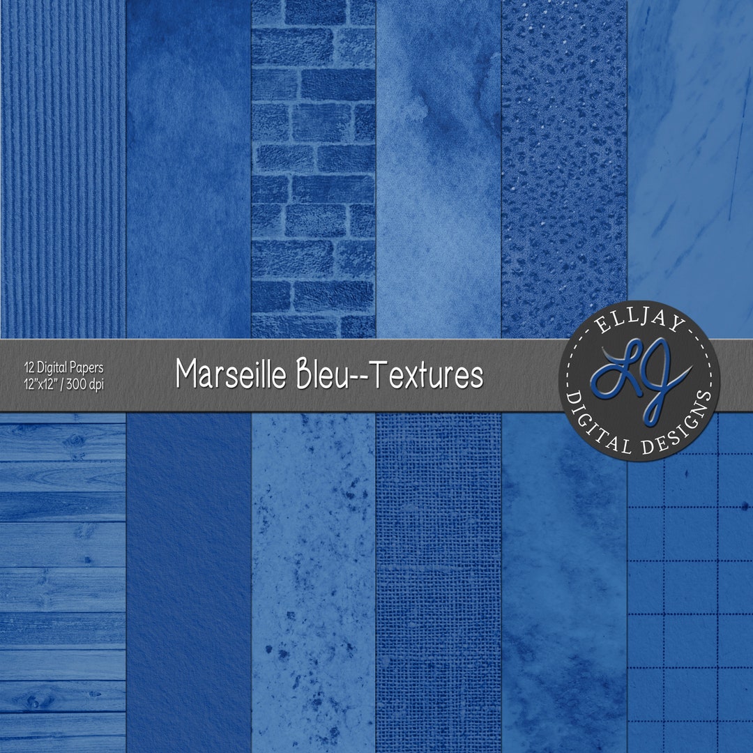 Marseille Bleu Textures Digital Paper Pack. 12 Marseille Blue ...