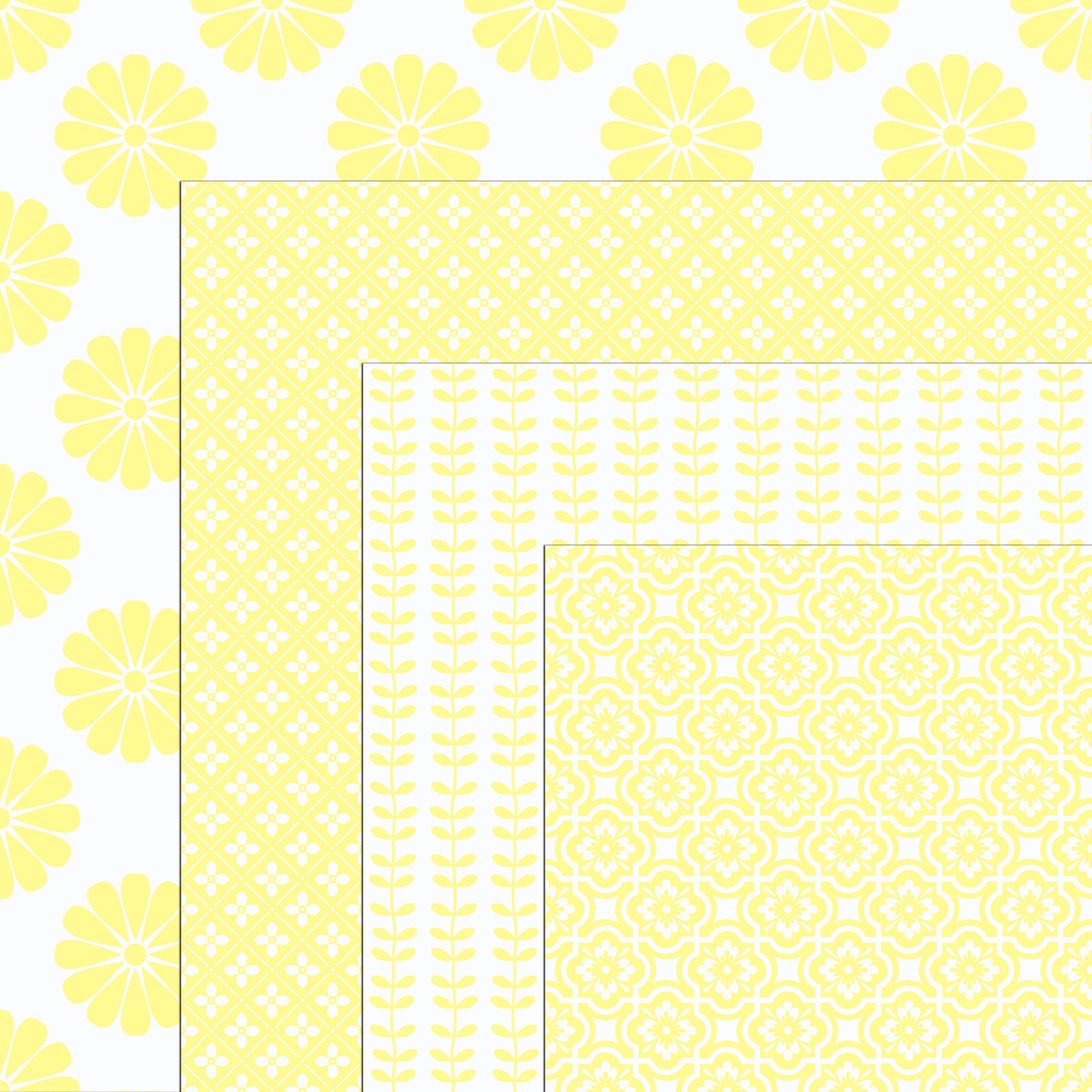 Pastel Yellow Floral Digital Paper Pack. 32 Yellow Patterns. Pastel ...