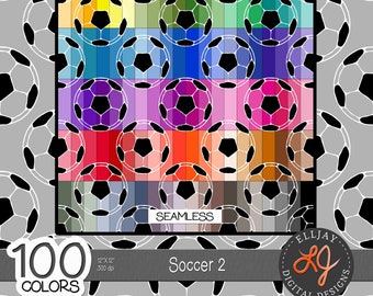 Fußball Digital Paper Pack: 100 Farben, nahtlos (Digitaler Download)