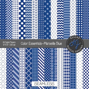 Marseille blue digital paper with light texture. Seamless blue scrapbook paper. Digital pattern. Printable French blue paper. Commercial use