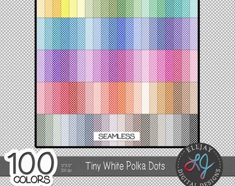 White Polka Dot Digitales Papier: 100 Farben, nahtlos (Digitaler Download)