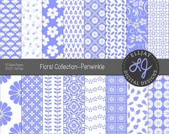 Periwinkle Floral Digital Paper Pack: Seamless Patterns (Digital Download)