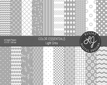 Gray Seamless Digital Paper Pack: Polka Dot, Chevron (Digital Download)