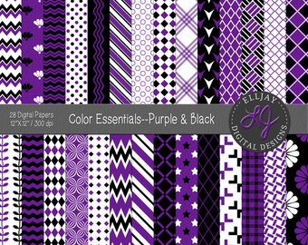 Purple & Black Digital Paper Pack: Seamless Patterns (Digital Download)