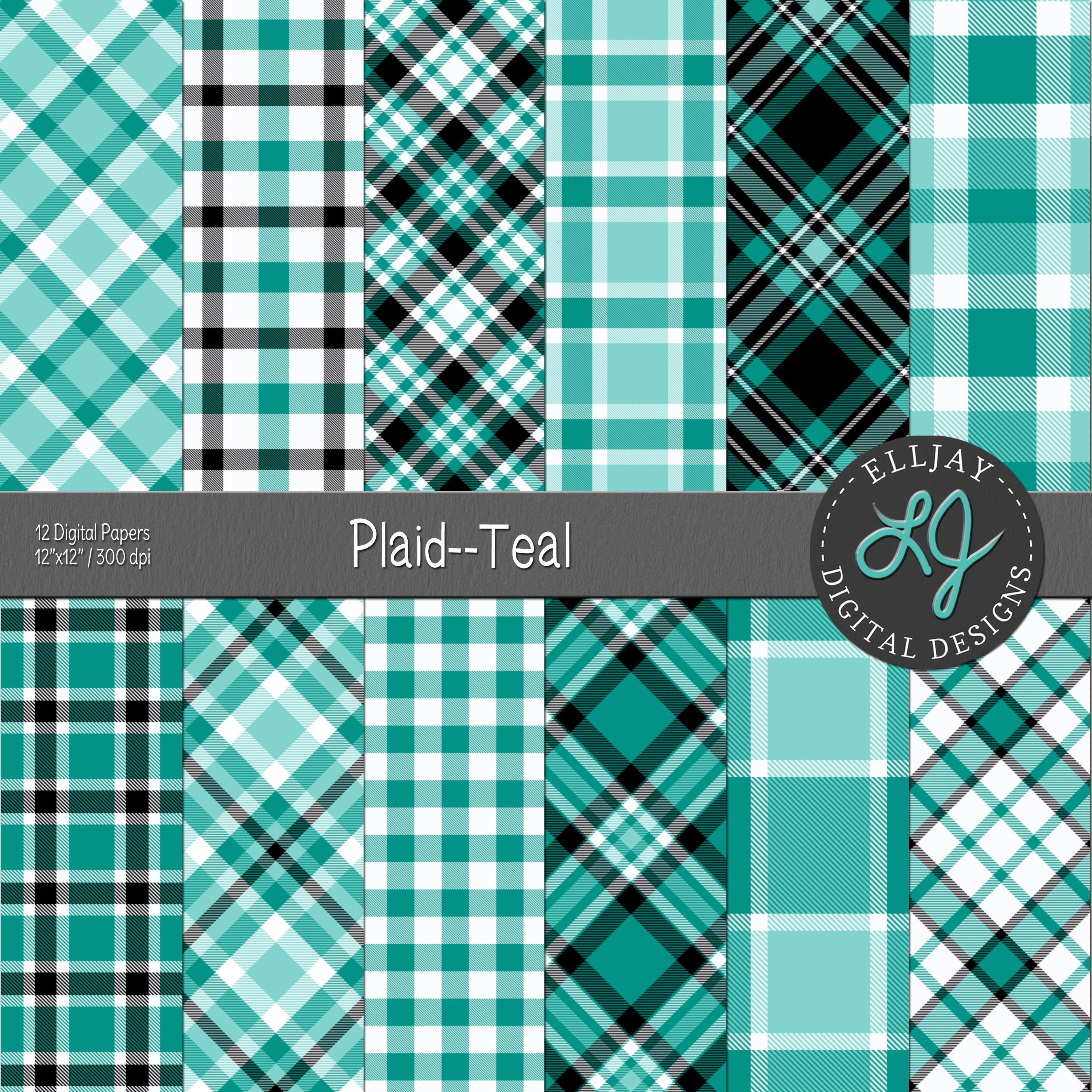 Teal Digital Paper Pack, Seamless Patterns and Alphas (digital Download ...