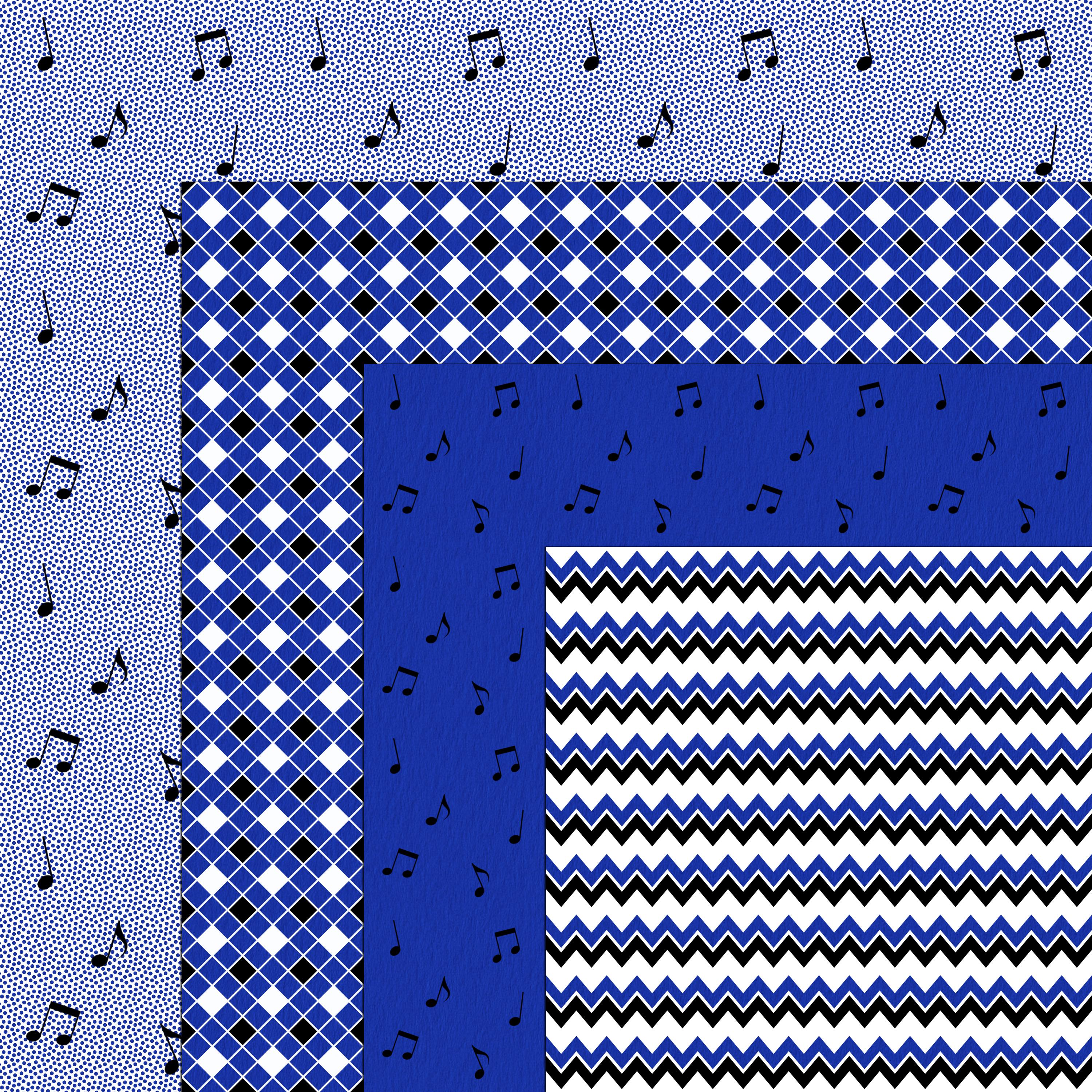 Merching Paper Blue Marching Band Paper Pack: Music Notes, Instruments (digital ...