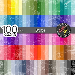 Rainbow Grunge Digital Paper: 100 Colors, Scrapbook Backgrounds (Digital Download)