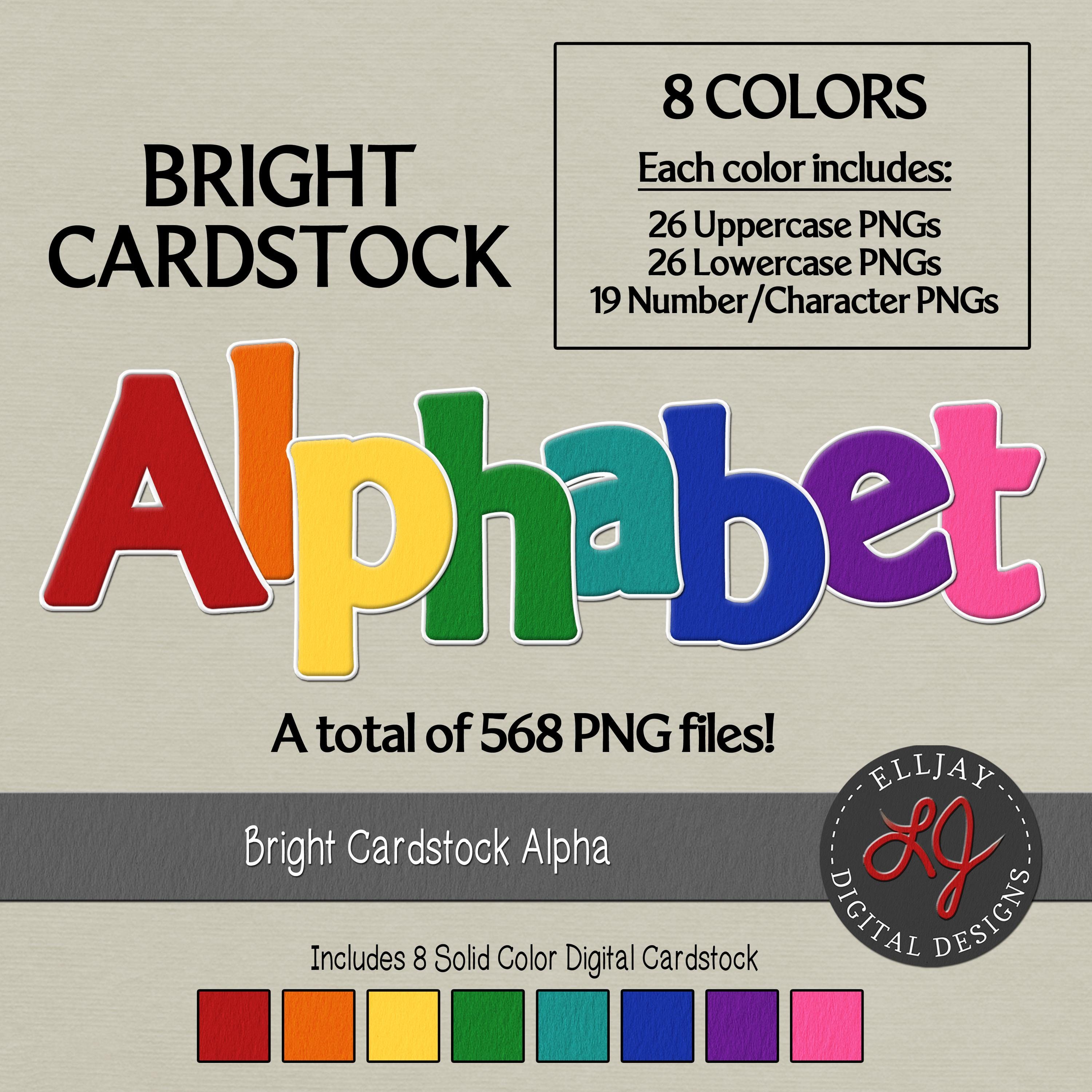 Bright Cardstock Alphabet PNG: Textured Digital Alpha Set (commercial