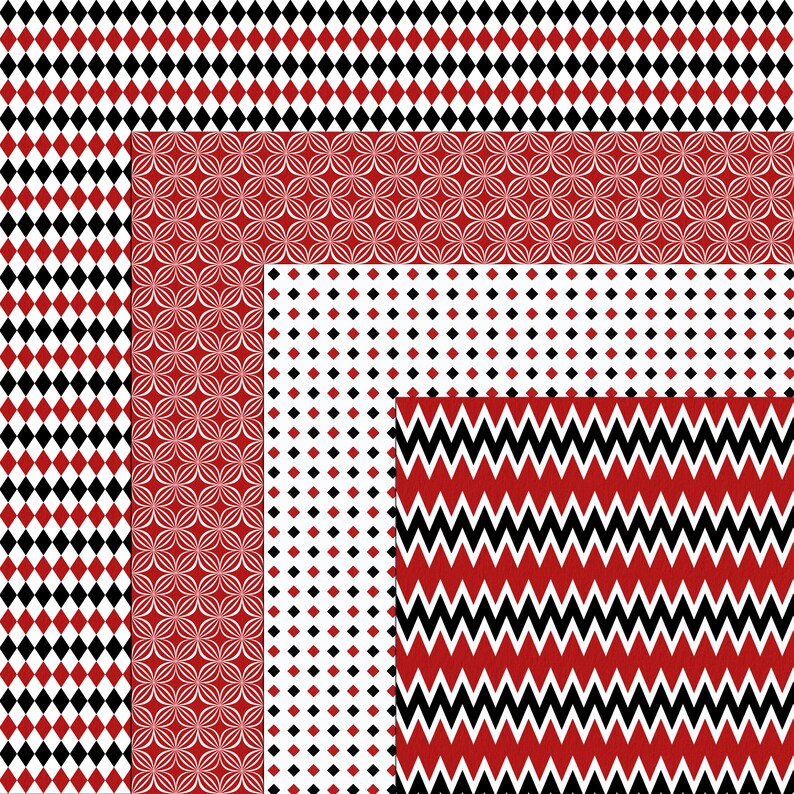 Red and Black Digital Paper Pack: Seamless Patterns (digital Download ...