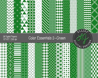 Green Digital Paper Pack: Seamless patterns. 12x12 Scrapbook Backgrounds (Instant Digital Download). Commercial use.