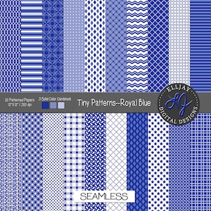 Digitaal pak koningsblauw met kleine patronen. Koningsblauwe achtergronden. Voor kaarten maken, bruiloften, scrapbooking, knutselen, enz. Naadloos.