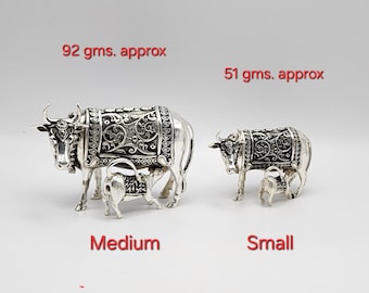 925 Silver Cow With Calf Idol | Kamdhenu Cow | Multiple Sizes - Etsy