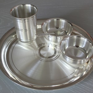 999 Pure Silver 5-Piece Dinner set (Weight option-2)