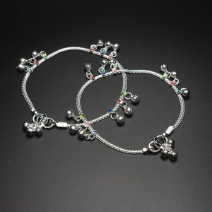 Silver designer anklets for girls | kids | 8.5 inches | 1 pair