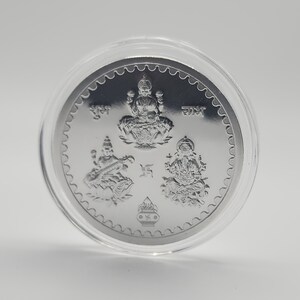 999 Pure Silver Coin | 10 gms |  Goddess Lakshmi | Goddess Saraswati | Lord Ganesha| Diwali Gift | Navaratri Gift