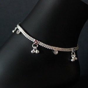 Silver designer anklets for girls | kids | 8 inches | 1 pair