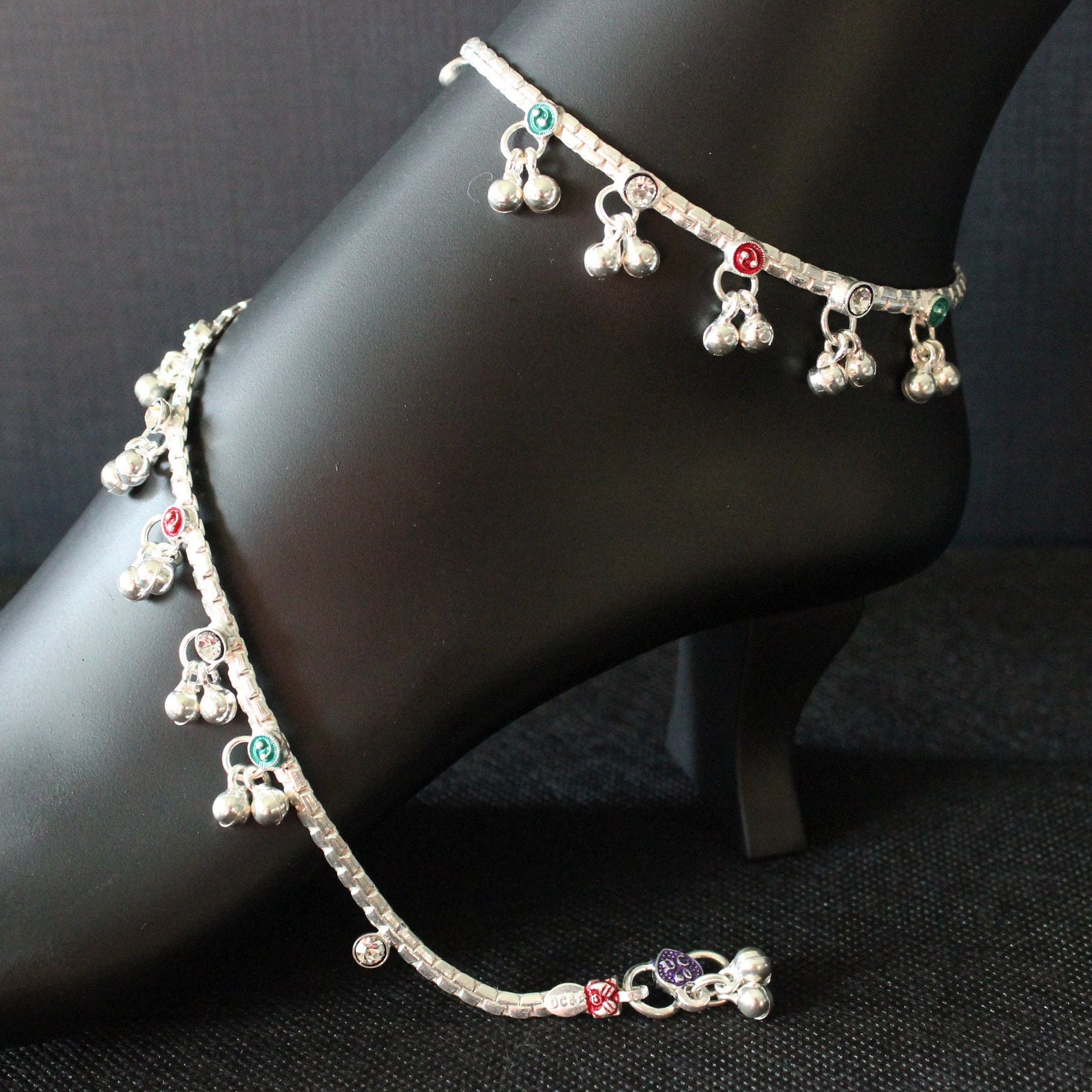 Silver Designer Anklets for Girls Kids 8 Inches 1 Pair Etsy Canada