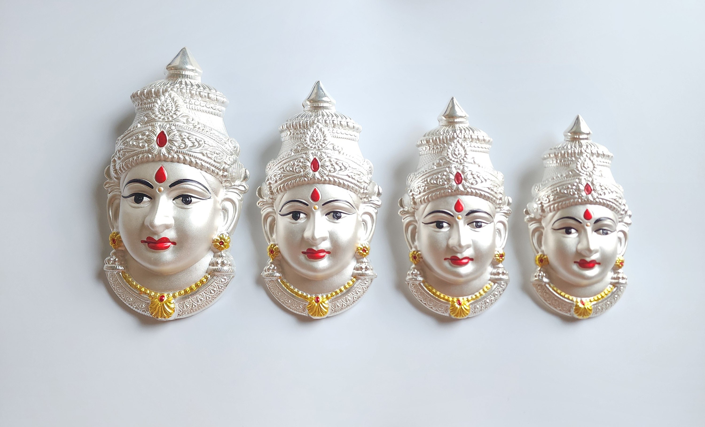 925 Sterling Silver Lakshmi / Varalakshmi / Ammavaru Face | 3D