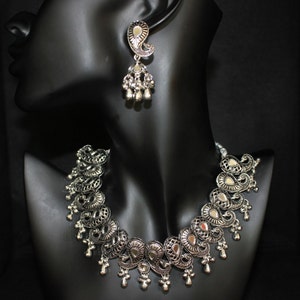 Oxidized Premium Quality Metal Necklace set with earrings | Ethinic Indian/Pakistani Wedding | Festival Jewelry