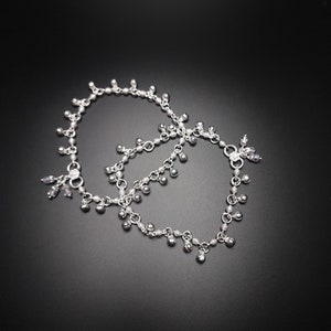 Silver Designer Anklets for Women | Fancy Light weight | 9 inches | 1 pair