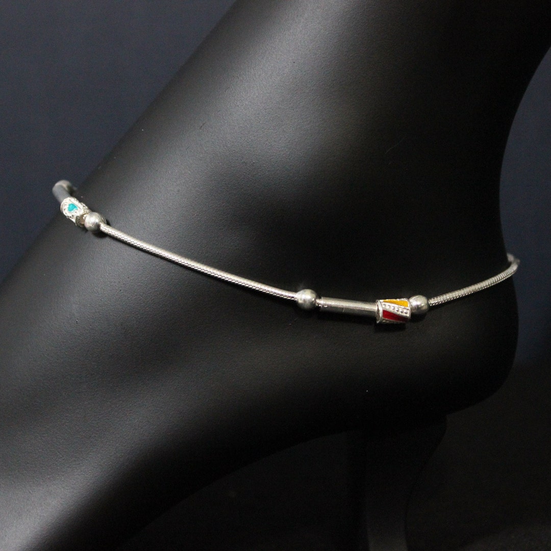 Light Weight Kolusu Design Silver Designer Anklets For Women Fancy