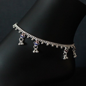 Silver designer anklets for girls | kids | 8 inches | 1 pair