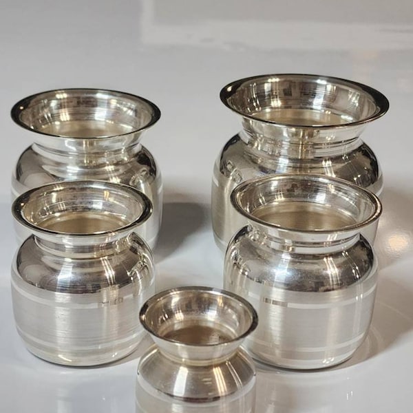 999 pure Silver Kalash for home temple | Multiple Size Options