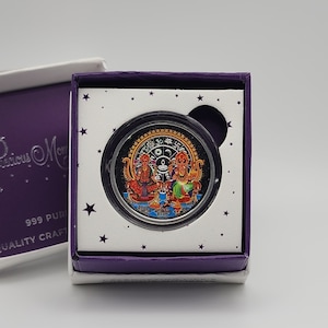 999 Pure Silver Lakshmi Ganesh colored Coin | 10 gms || Diwali Gift | Navaratri Gift