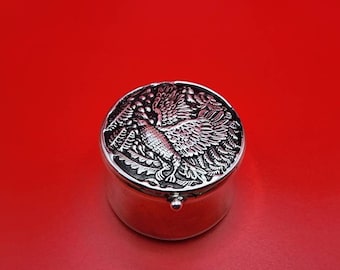 925 Silver Kumkum Box with antique oxidised design | Multiple options