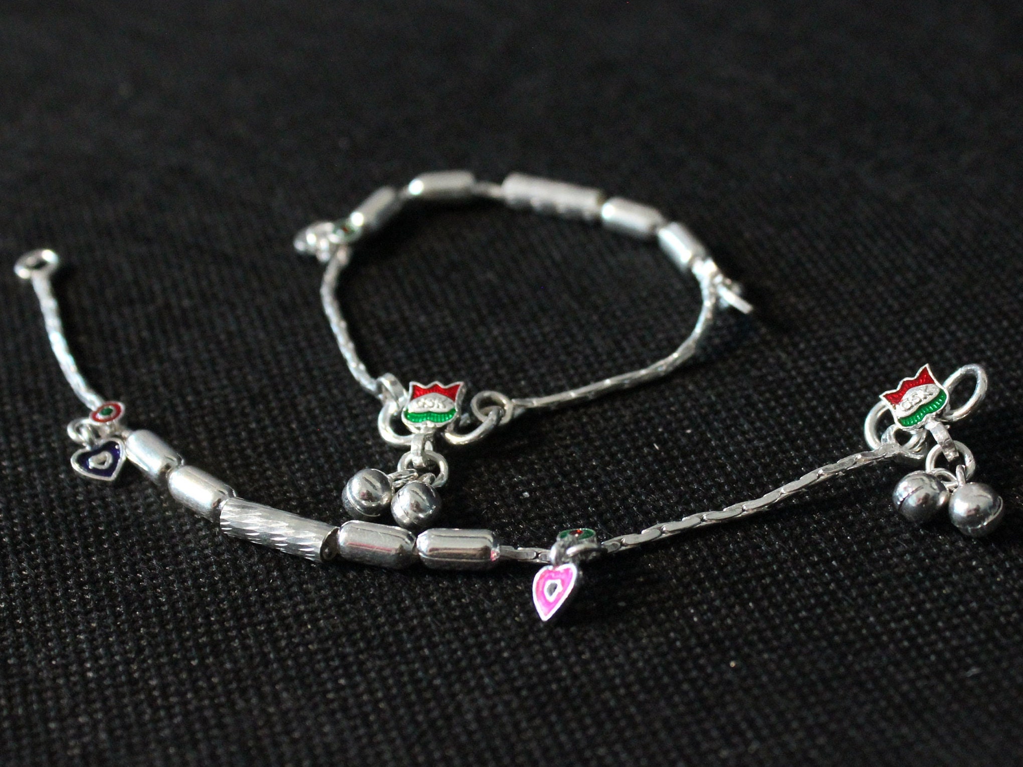 Silver Designer Anklets for Girls Kids 5 Inches 1 Pair Etsy
