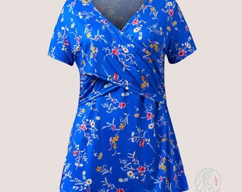 Frauen Kurzarm Blumenmuster Umstands Stillen Stillen Top