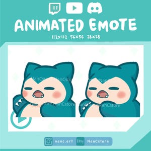 Animated Snorlax Punching Lazily Emotes | Chibi | Streaming Kawaii Emoji | Ready to Use | cute cartoon emotes | angry | rage | fight | hit