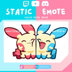 Adorable Plusle + Minun Face-to-Face Static 2 Emotes set | Twitch Discord Chats | Happy Love Vibe